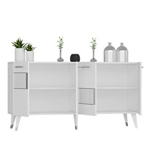 Modda Konsol 4 Kapakli Beyaz-Gümüş