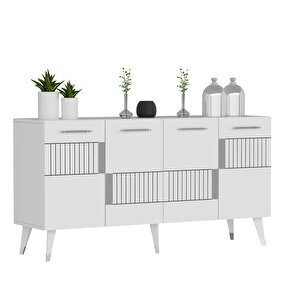 Modda Konsol 4 Kapakli Beyaz-Gümüş