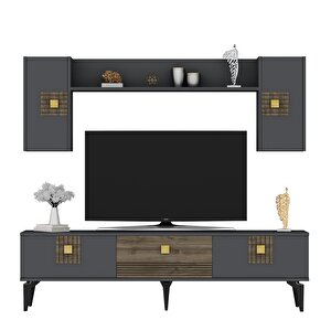 Lunna 180 cm Tv Üni̇tesi̇ Takimi Antrasit-Ceviz