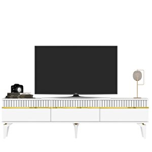 Defne 180 Cm Tv Sehpasi (alt Modül) Beyaz-Altın