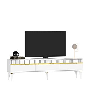 Defne 180 Cm Tv Sehpasi (alt Modül) Beyaz-Altın