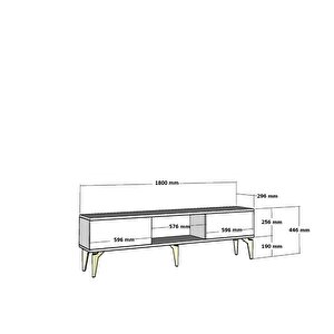 Defne 180 Cm Tv Sehpasi (alt Modül) Beyaz-Gümüş