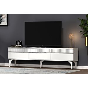 Defne 180 Cm Tv Sehpasi (alt Modül) Beyaz-Gümüş