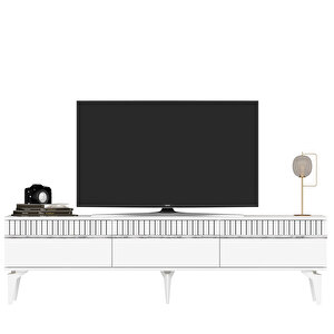 Defne 180 Cm Tv Sehpasi (alt Modül) Beyaz-Gümüş