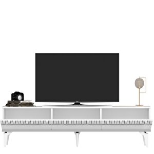 Defne 180 Cm Tv Sehpasi (alt Modül) Beyaz-Gümüş