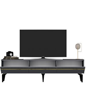 Defne 180 Cm Tv Sehpasi (alt Modül) Antrasit-Altın