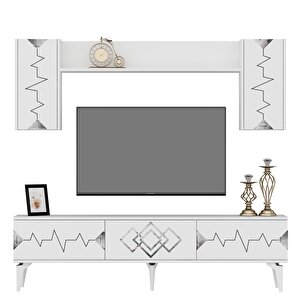 Rittim 180 Cm Tv Ünitesi Takımı Beyaz-Gümüş