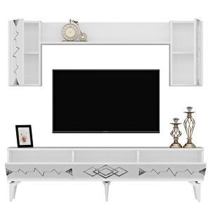 Rittim 180 Cm Tv Ünitesi Takımı Beyaz-Gümüş