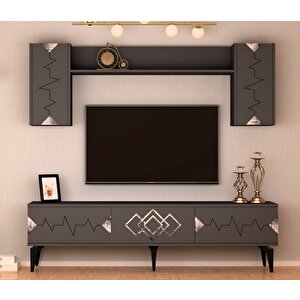 Rittim 180 Cm Tv Ünitesi Takımı Antrasit-Gümüş Antrasit Gümüş