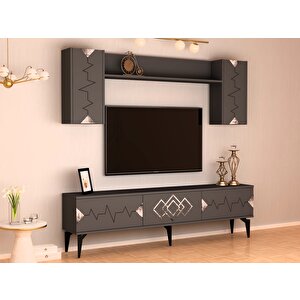 Rittim 180 Cm Tv Ünitesi Takımı Antrasit-Gümüş Antrasit Gümüş
