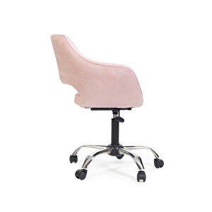Krom Metal Ayaklı Ofis Çocuk Odası Çalışma Sandalyesi (ayarlanilabi̇li̇r) Pembe