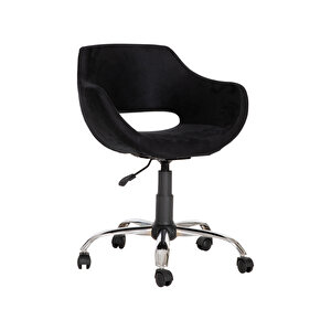 Krom Metal Ayaklı Ofis Çocuk Odası Çalışma Sandalyesi (ayarlanilabi̇li̇r) Siyah