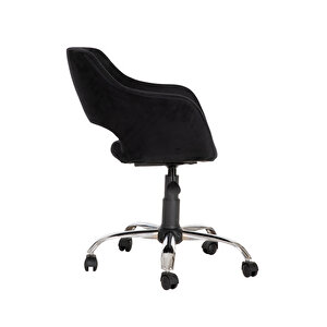 Krom Metal Ayaklı Ofis Çocuk Odası Çalışma Sandalyesi (ayarlanilabi̇li̇r) Siyah