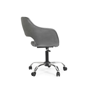 Krom Metal Ayaklı Ofis Çocuk Odası Çalışma Sandalyesi (ayarlanilabi̇li̇r) Açık Gri