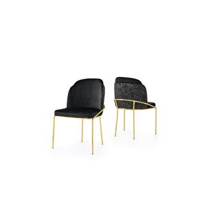 Polo Mutfak Sandalyesi Gold Ayak 2 Li Set Siyah