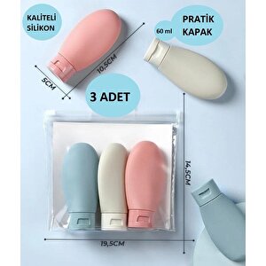 Doldurulabilir Şişe Krem Şampuan Çok Amaçlı Seyahat Şişesi Çanta Boy 3’lü Set Kutu