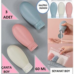 Doldurulabilir Şişe Krem Şampuan Çok Amaçlı Seyahat Şişesi Çanta Boy 3’lü Set Kutu