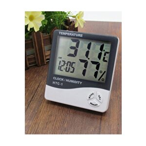 Htc-1 Dijital Termometre Higrometre Hava İstasyon Oda İç Dış Mekan Sıcaklık Nem Ölçer Lcd Saat Alarm