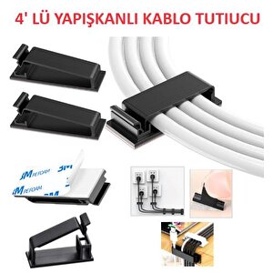 Kablo Tutucu Sabitleyici Klips Yapışkanlı 4 Adet Kablo Düzenleyici Organizer