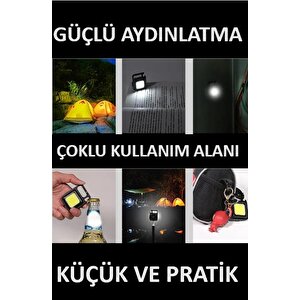 Led Lamba Mini 30 Ledli Mıknatıslı Şarjlı Askılı Anahtarlık Kamp Çadır Lambası Fener