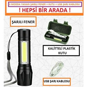Mini Led Şarjlı El Feneri Kamp Avcılık Feneri Zoom Fener Üç Fonksiyon Fener