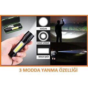 El Feneri Şarjlı Kampşarjlı Kamp Feneri  El Feneri Mini Boy  Ledli Fener Üç Fonksiyonlu Avcılık Fener Avcılık Feneri Mini Led Zoom