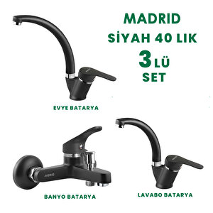 Madrid 3'lü Siyah Batarya Seti