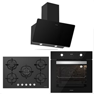 Bo6502b02 - Cs5364b01 - 3457 Soho 60 Siyah Cam Ankastre Set