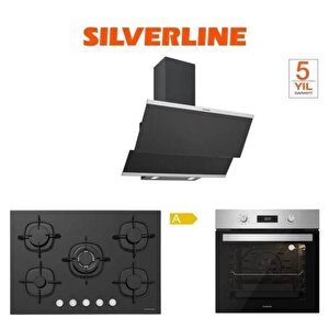 Silverline Bo6504b01 - Cs5365b01 - 3420 Classy 60 Siyah Cam Ankastre Set