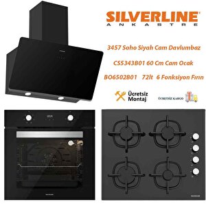 Siyah Cam Ankastre Set Bo6502b02 - Cs5343b01- 3457
