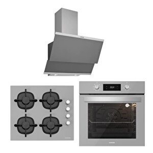 Bo6504s01 - Cs5343s01 - 3420 Classy 60 Gri Cam Ankastre Set