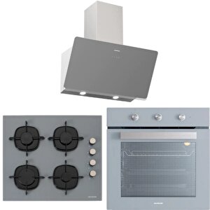 Bo6503s01 - Cs5335s01 - 3457 Soho 60 Gri Cam Ankastre Set