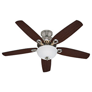 Builders Deluxe Fırçalanmış Nikel - 132 Cm - Çukur Tabak Aydınlatmalı Tavan Vantilatörü