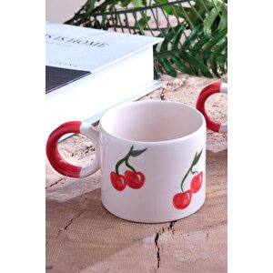 Strawberry | 2 Adet Seramik Kupa Fincan Bardak Mug Seramik Double Türk Kahve Fincanı
