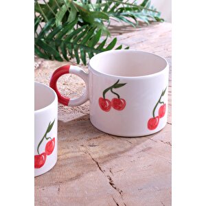 Strawberry | 2 Adet Seramik Kupa Fincan Bardak Mug Seramik Double Türk Kahve Fincanı