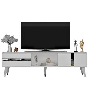 Vania Tv Sehpası Beyaz-Gümüş