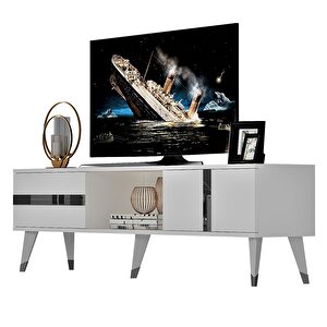 Vania Tv Sehpası Beyaz-Gümüş