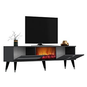 Vani̇a Tv Sehpasi Şömi̇neli̇ (alt Modül) Antrasit-gümüş