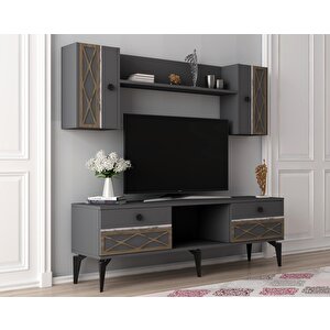 Allegro Tv Üni̇tesi̇ Takimi Antrasi̇t-gümüş (cevi̇z Desen) Antrasit Gümüş