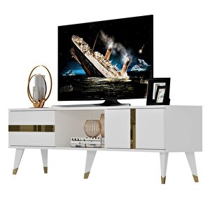 Vania Tv Sehpası Beyaz-altın