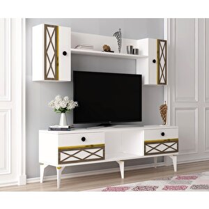 Allegro Tv Üni̇tesi̇ Takimi Beyaz-altin (cevi̇z Desen) Beyaz-Altın