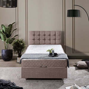 Valentino Tek Kişilik Baza Başlık Comfort Yatak Seti Kahve 90x190 cm