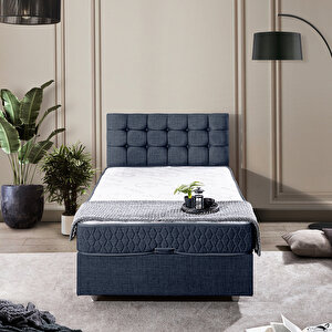 Valentino Tek Kişilik Baza Başlık Comfort Yatak Seti Lacivert 90x190 cm