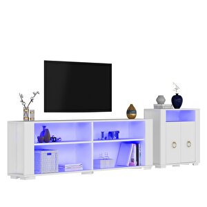 Sona Dolap, Tv Sehpasi Takımı Beyaz-altin