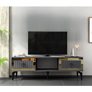 Li̇nda Tv Sehpasi (alt Modül) Antrasi̇t-altin Antrasit Gold