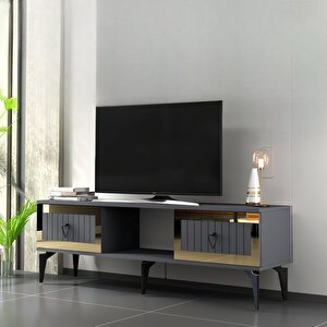 Li̇nda Tv Sehpasi (alt Modül) Antrasi̇t-altin Antrasit Gold