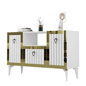 Li̇nda Tv Üni̇tesi̇ Ve Konsol 2'li̇ Salon Takımı Beyaz-altin