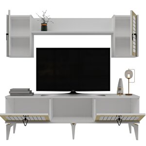 Li̇nda Tv Üni̇tesi̇ Ve Konsol 2'li̇ Salon Takımı Beyaz-altin