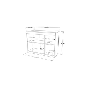 Robin Home Liva Ada Mutfak Yemek Masası 2 Kapaklı 120cm Beyaz