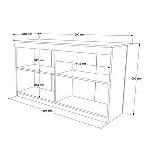 Robin Home Liva Mutfak Adası Ada Mutfak Yemek Masası 160cm Beyaz